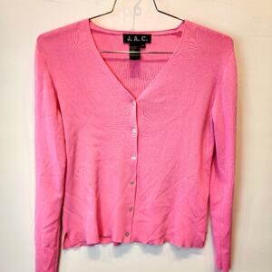 Hot Pink Barbiecore Cardigan Sweater Button Down Long Sleeve Sweater Size M